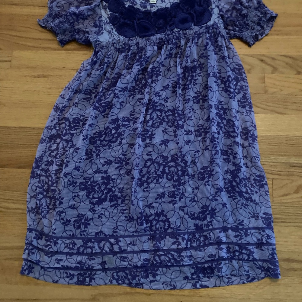 ECI Purple Gray Puff Sleeve Mini Sundress